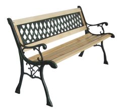 BIRCHTREE Outdoor Wooden 3 Seater Cross Lattice Garden Bench