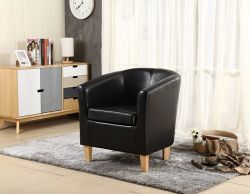 WestWood Faux Leather Tub Armchair Black