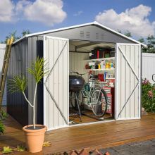 BIRCHTREE Garden Shed Metal Apex Roof 8FT X 6FT Anthracite White
