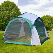BIRCHTREE Gazebo Fiberglass 3.5x3.5m With Side Green