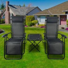 BIRCHTREE Sun Recliner Table Set Black