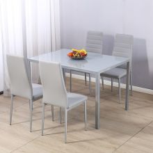 WestWood Glass Top Dining Table With 4 Chairs DS07 Grey