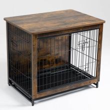 FoxHunter Pet Cage Wooden Vintage Brown Large