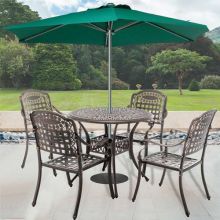 BIRCHTREE CAST ALUMINUM TABLE 4 CHAIRS SET 03 Bronze