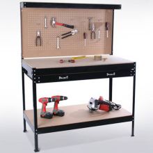 SwitZer Steel Garage Workbench With Drawers Pegboard Black