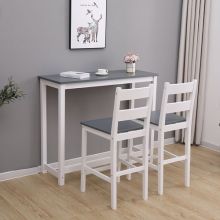 WestWood Bar Table and 2 Stools Set WW-BTS02 White and Grey