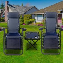 BIRCHTREE Sun Recliner Table Set Blue