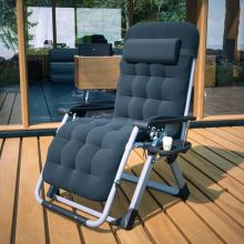 BIRCHTREE Sun Recliner With Thick Cushion Black