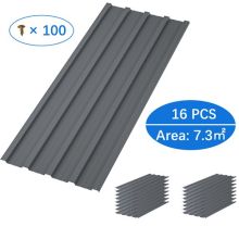 BIRCHTREE 16x Metal Roof Sheets 1080X426MM RSS01 Grey