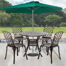 BIRCHTREE CAST ALUMINUM TABLE 4 CHAIRS SET 02 Bronze