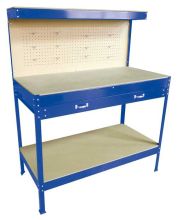SwitZer Steel Garage Workbench With Drawers Pegboard Blue