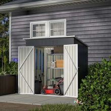 BIRCHTREE Garden Shed Metal Pent Roof 4FT X 6FT Anthracite White